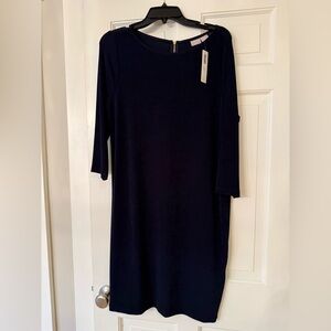 Elegant Navy Dress with Gold Back Zipper